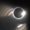 Total solar eclipse seen from Kerrville, Texas, as clouds clear